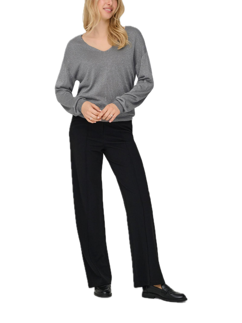 Maglia Jacqueline De Yong Bodilla Grigio scollo a V 15355560 /December Sky JDY 