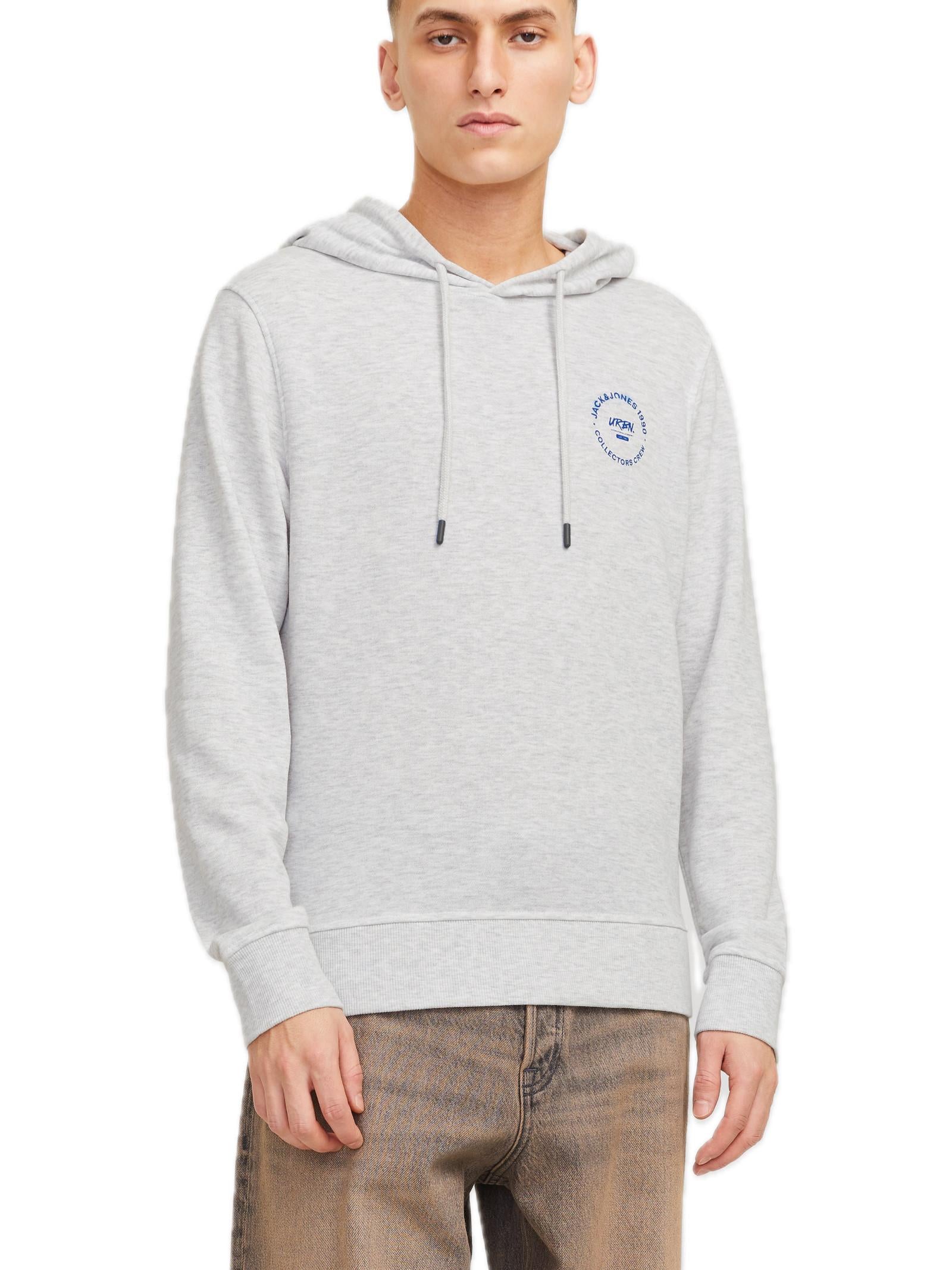 Felpa Jack & Jones Grigio Simon chiaro con stampa 12269353 /White Melange JACK & JONES 