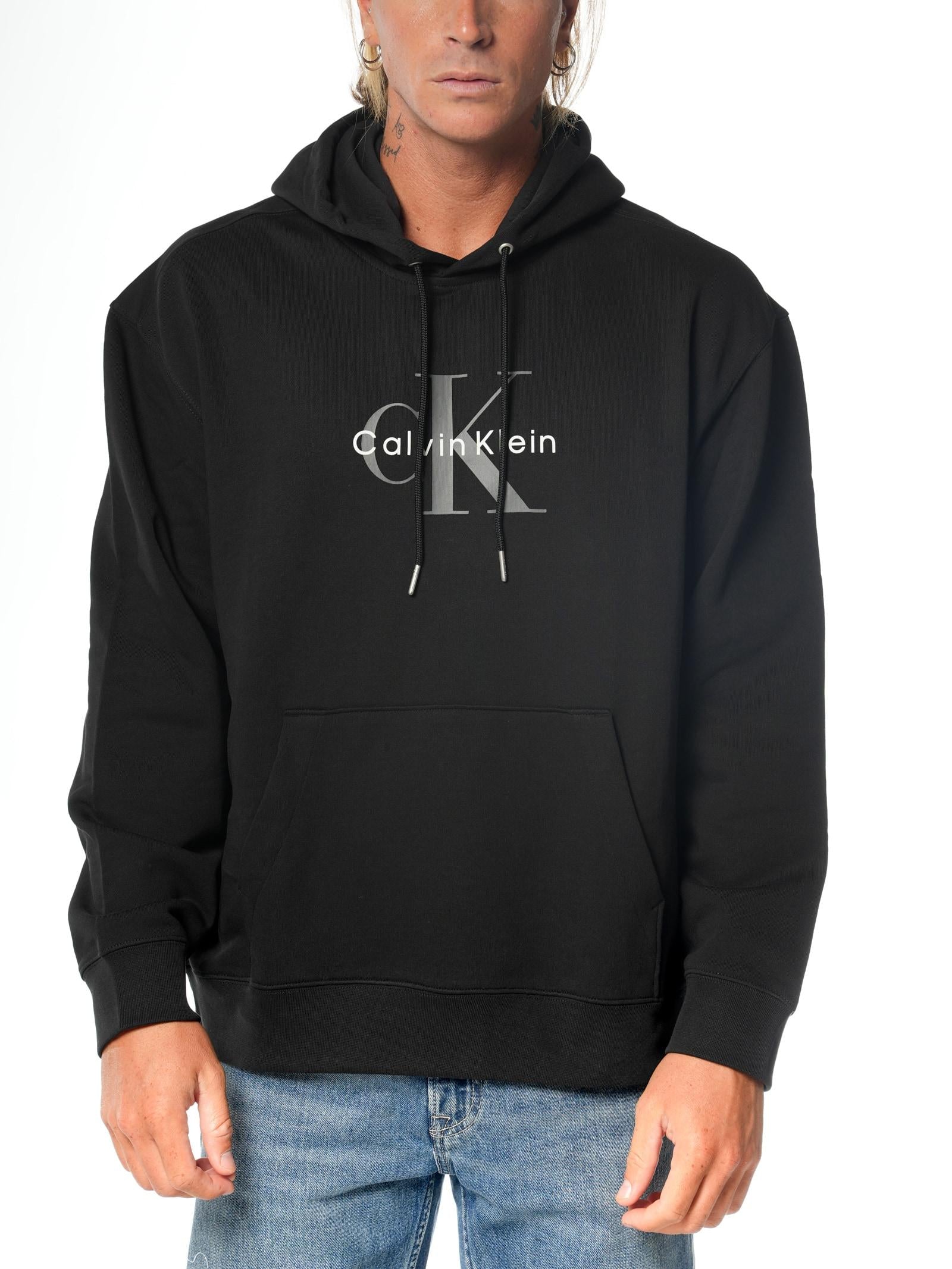 Felpa Calvin Klein Nero Monologo cappuccio LV04RC282G UB1 CALVIN KLEIN 