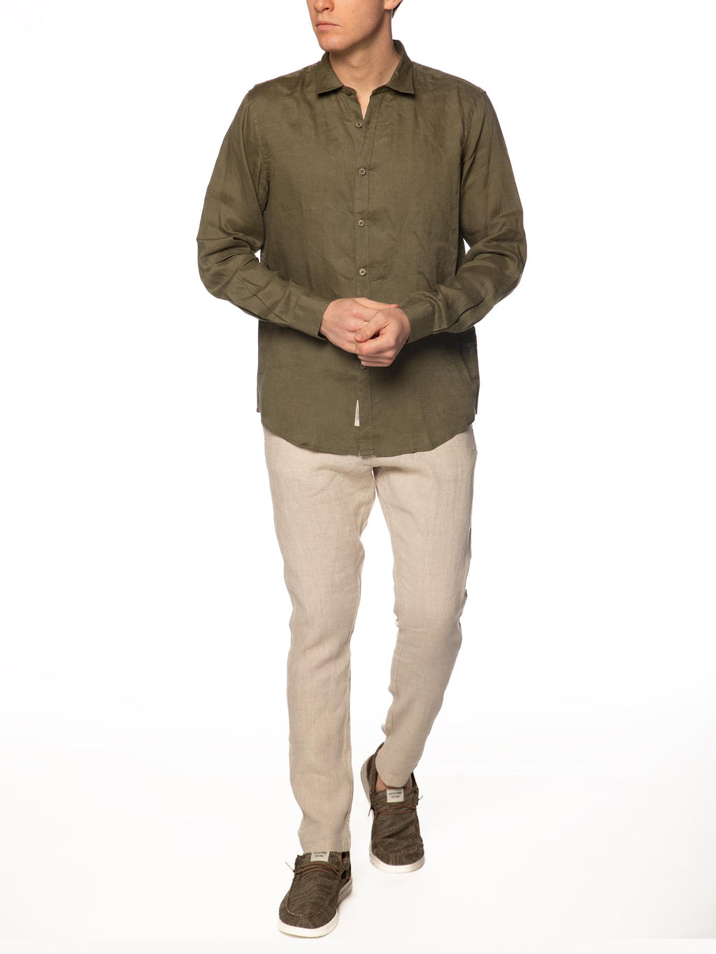 Camicia Gianni Lupo Verde Basic in lino GL7619S MILITARY GIANNI LUPO 