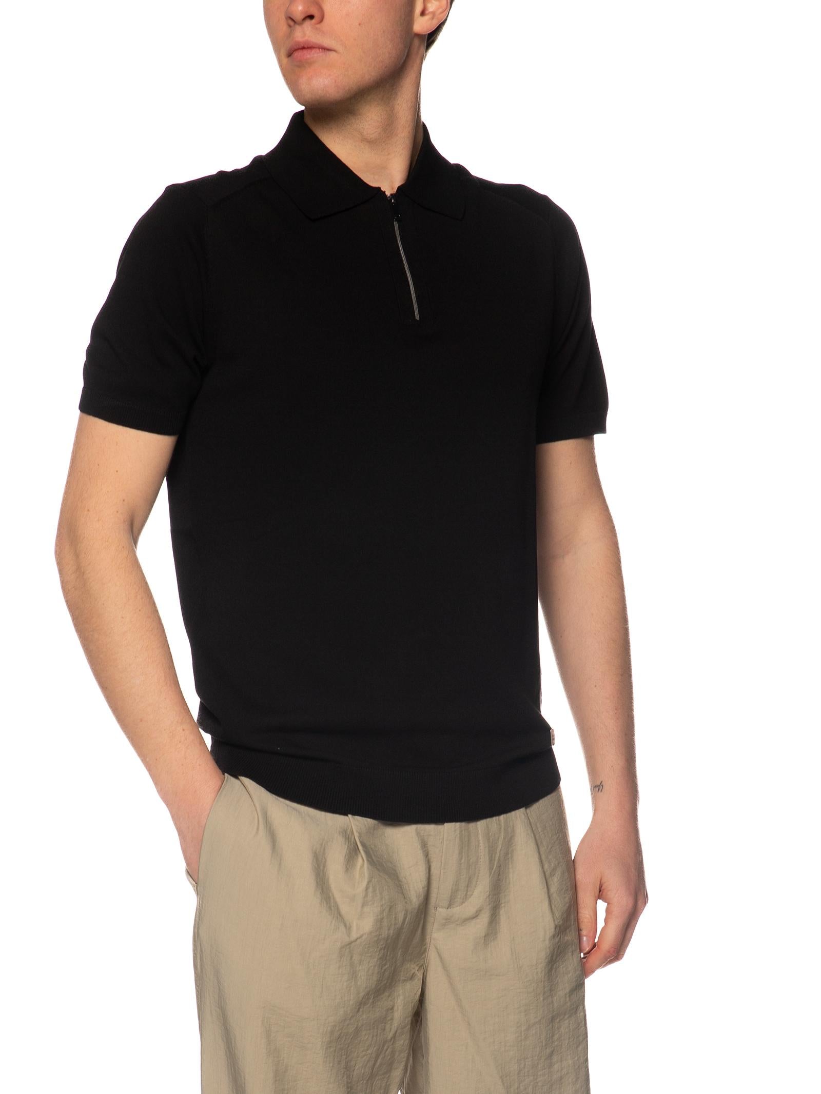 Polo Block Eleven Nero in maglia mezza zip 01APOLLO NERO BLOCK ELEVEN 