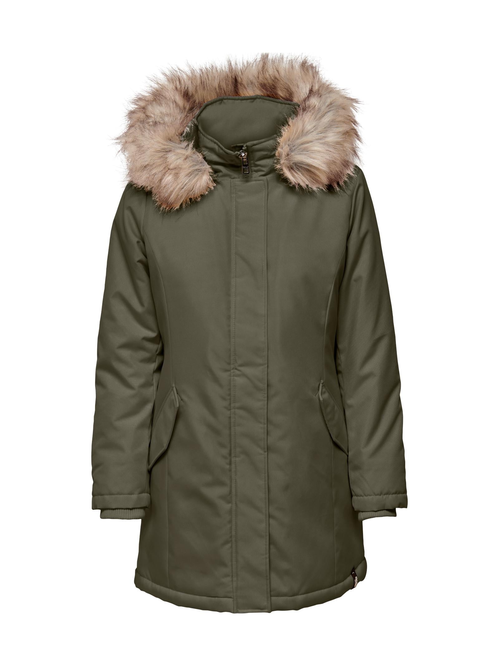 Parka Only Fresh Verde lungo con pelo 15322840 /Kalamata ONLY 