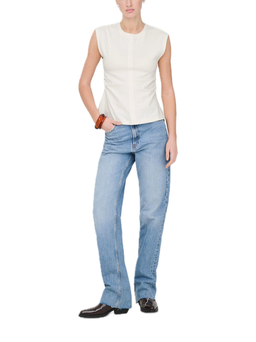 T-shirt Only Bianco Marie con piega 15372452 /Cloud Dancer ONLY 