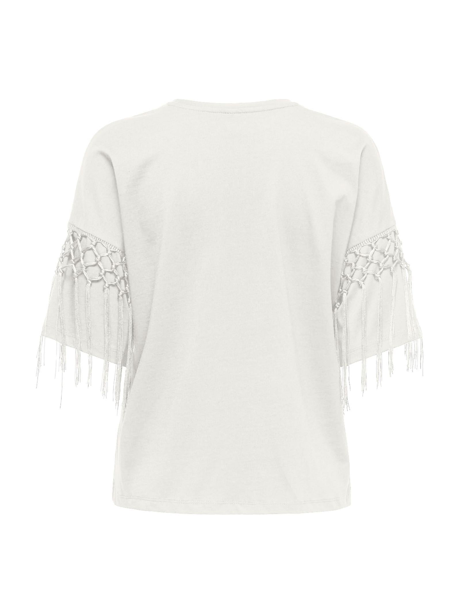 T-shirt Only Harley Bianco con frange 15355816 /Cloud Dancer ONLY 