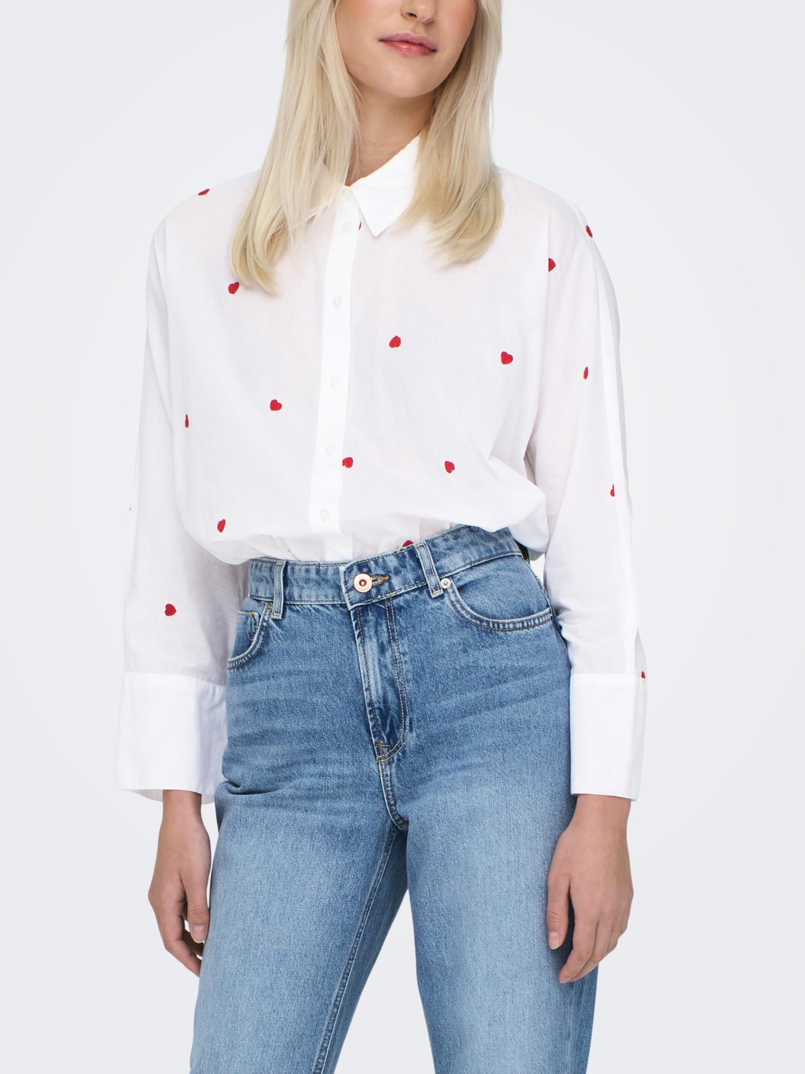 Camicia Only Bianco Lina polsini ampi 15283743 /Heart Bright ONLY 