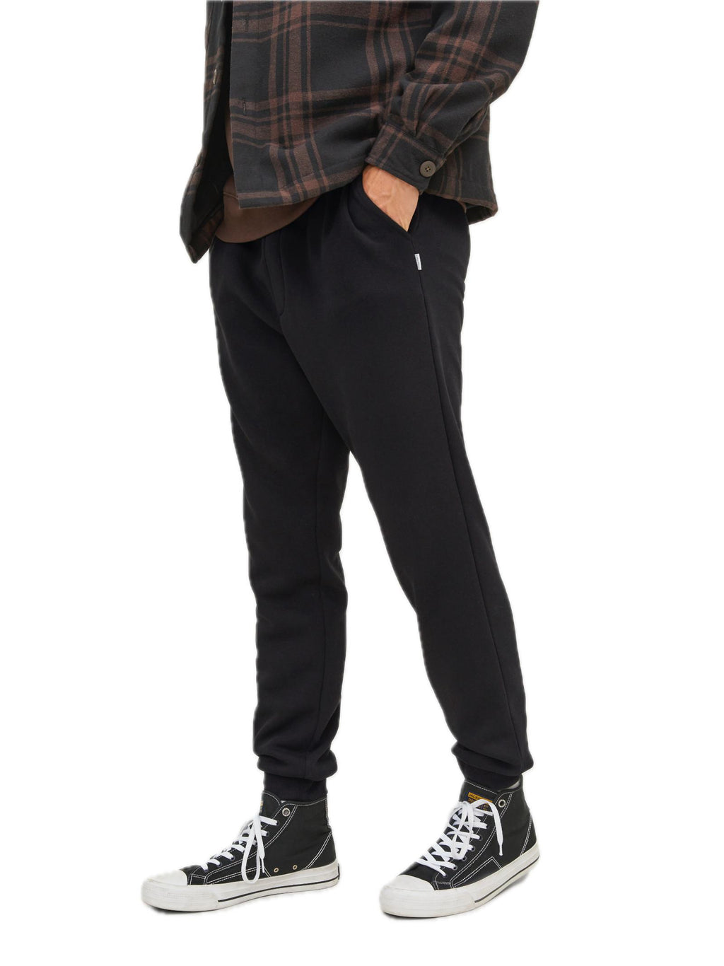 Pantalone Jack & Jones Gordon Nero in felpa con polsino 12249274 /Black JACK & JONES 