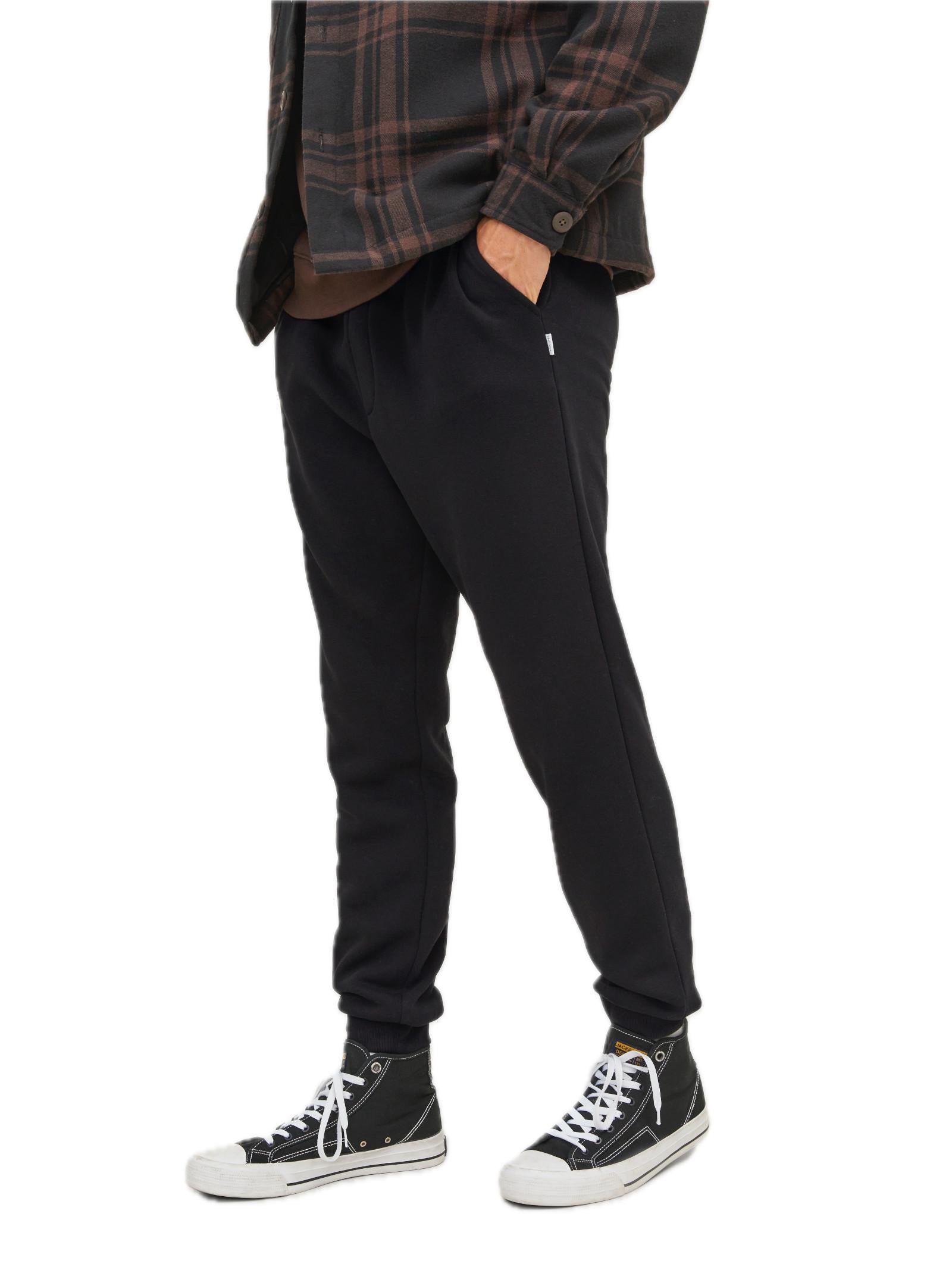 Pantalone Jack & Jones Gordon Nero in felpa con polsino 12249274 /Black JACK & JONES 