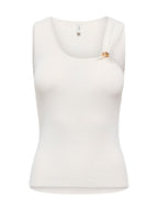 Top Only Bianco Golden scollo a U 15375090 /White ONLY 