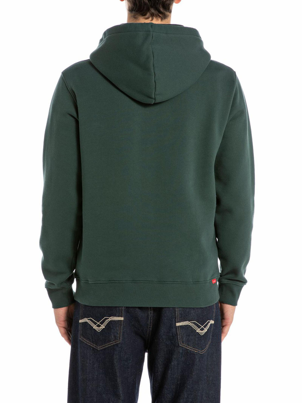 Felpa Replay Basic Verde cappuccio logo piccolo M3109 135 REPLAY 
