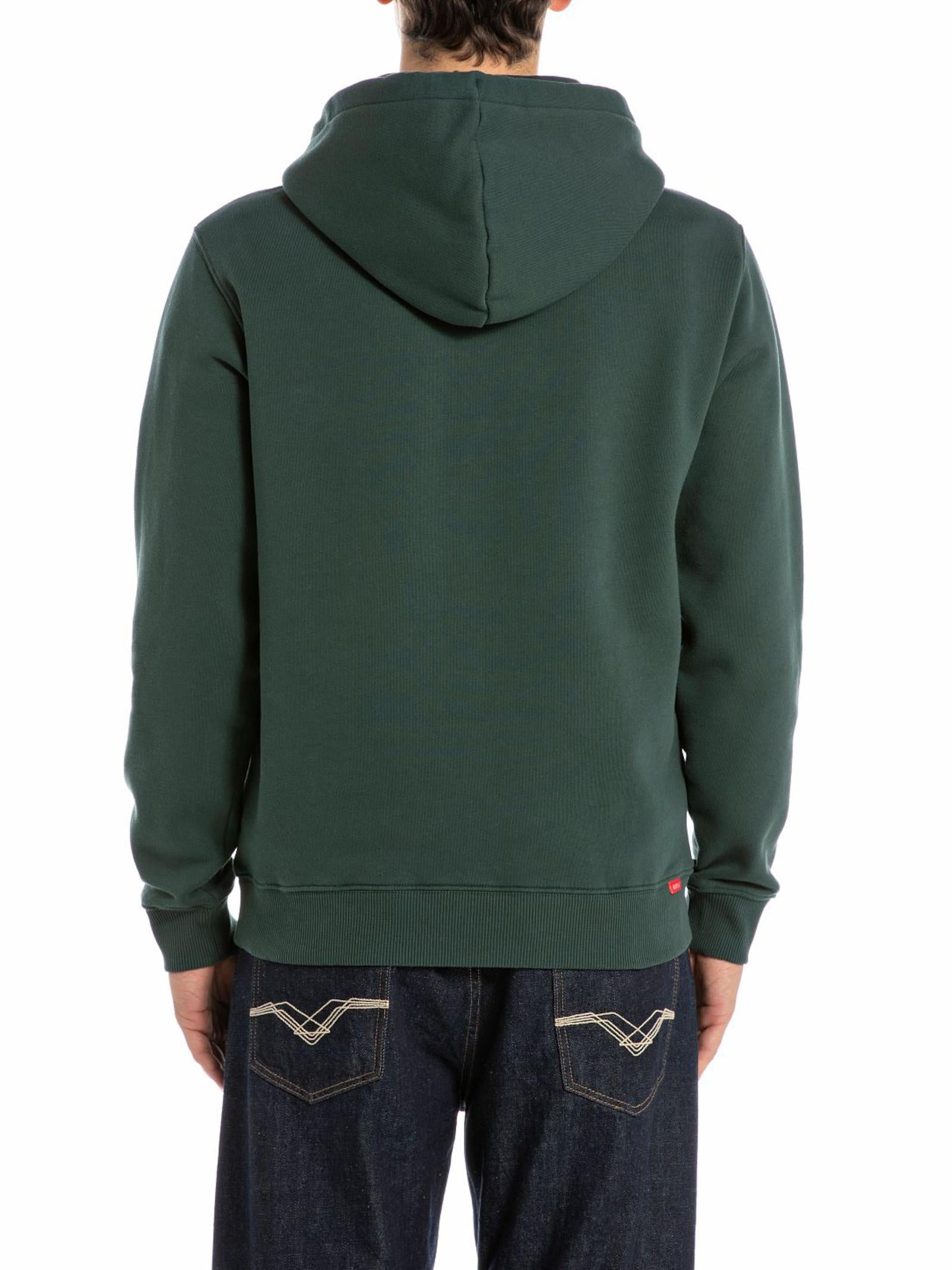 Felpa Replay Basic Verde cappuccio logo piccolo M3109 135 REPLAY 