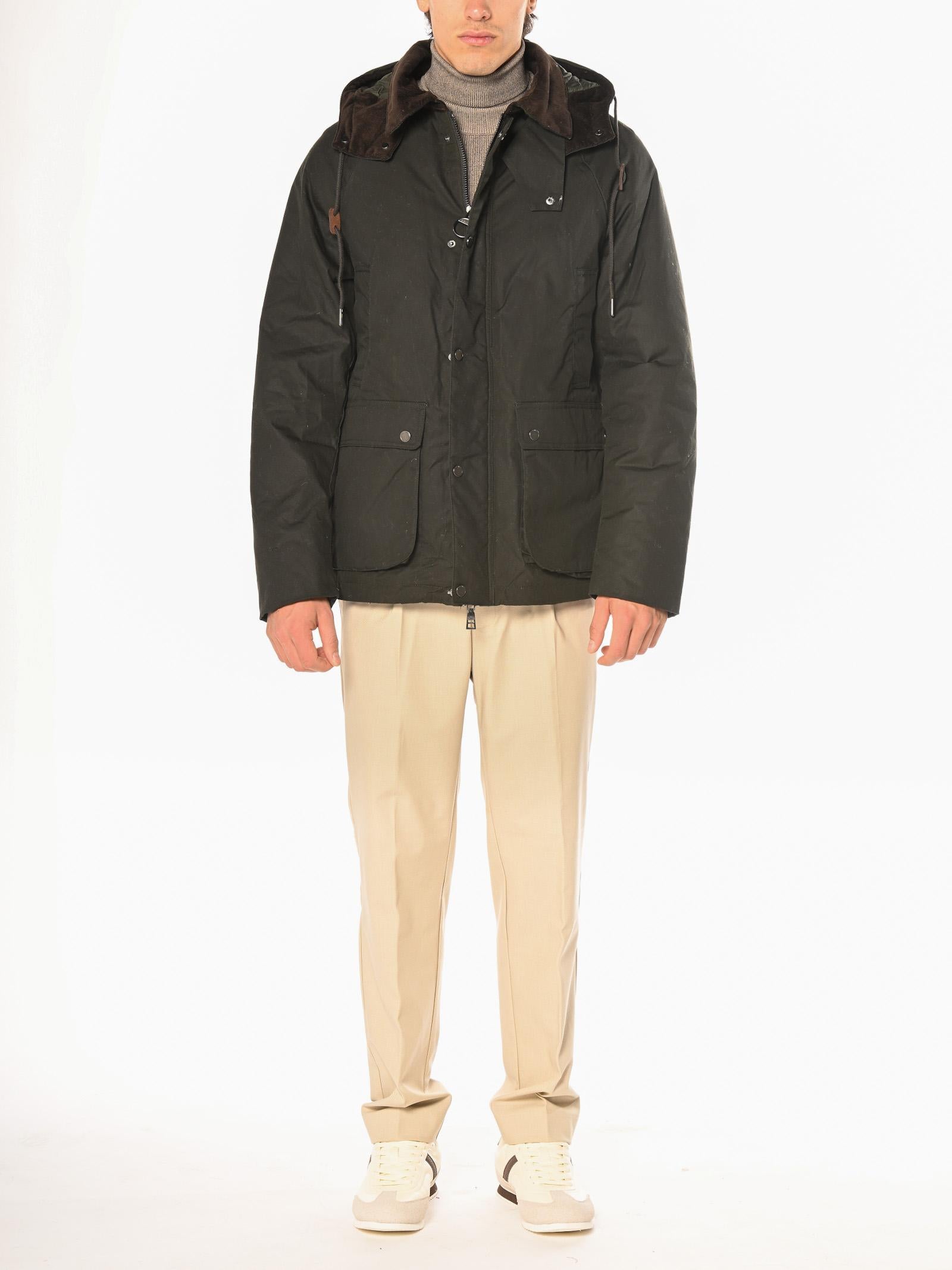 Giubbotto Seinse Verde stile barbour cappuccio GBI1075 VERDE SEINSE 