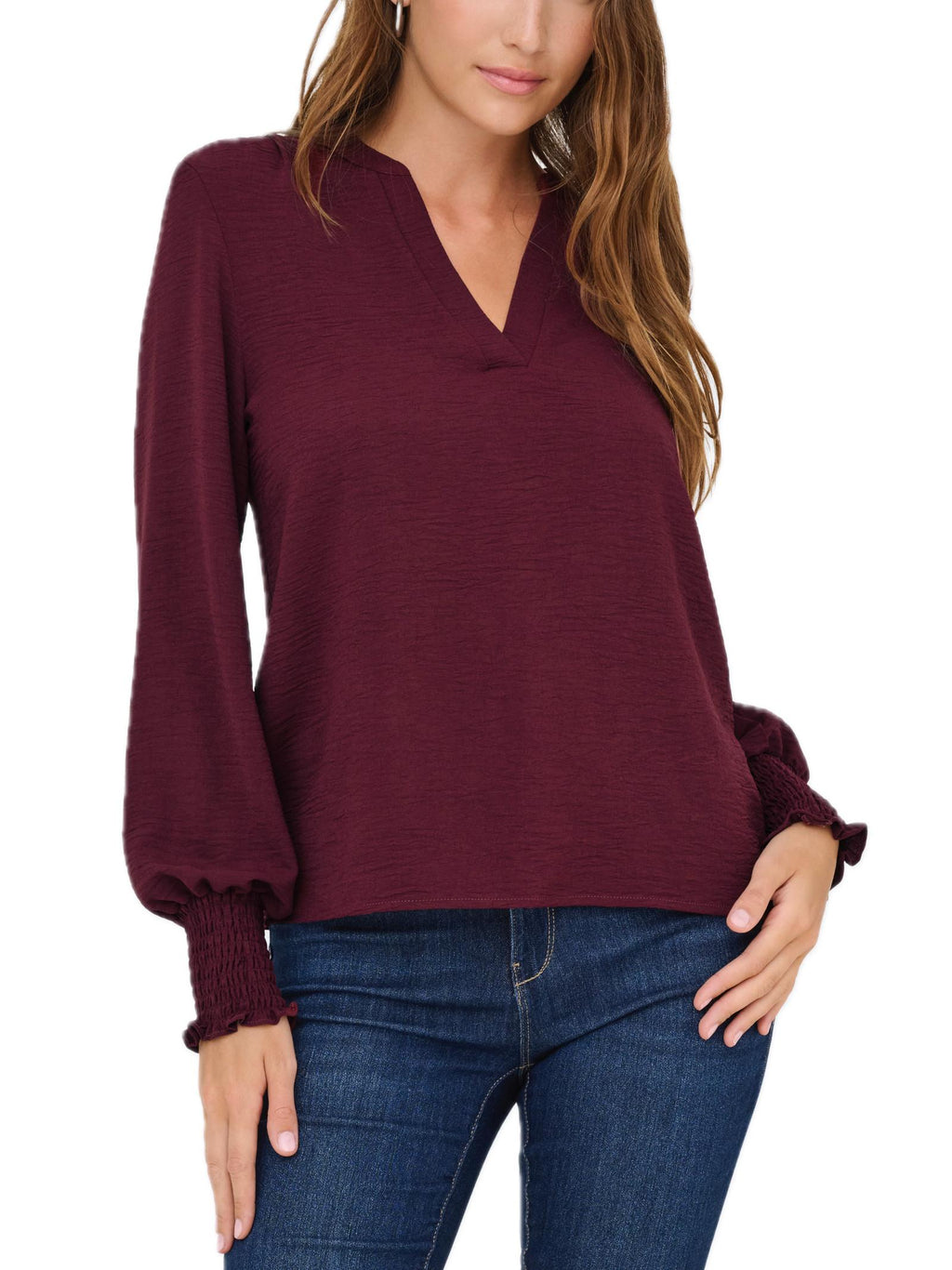 Blusa Only Mette Bordeaux a maniche lunghe 15284309 /Tawny Port ONLY 