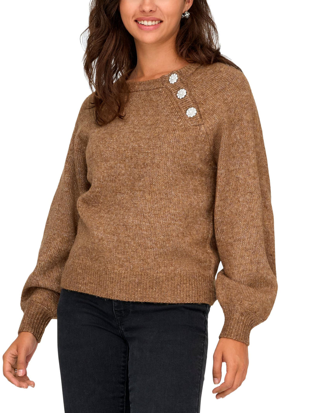 Maglia Only Lauren Nocciola bottone 15327661 /Cocoa Créme ONLY 
