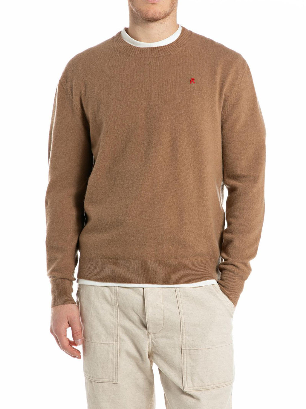 Maglia Replay Cammello basic con logo UK4852 321 REPLAY 