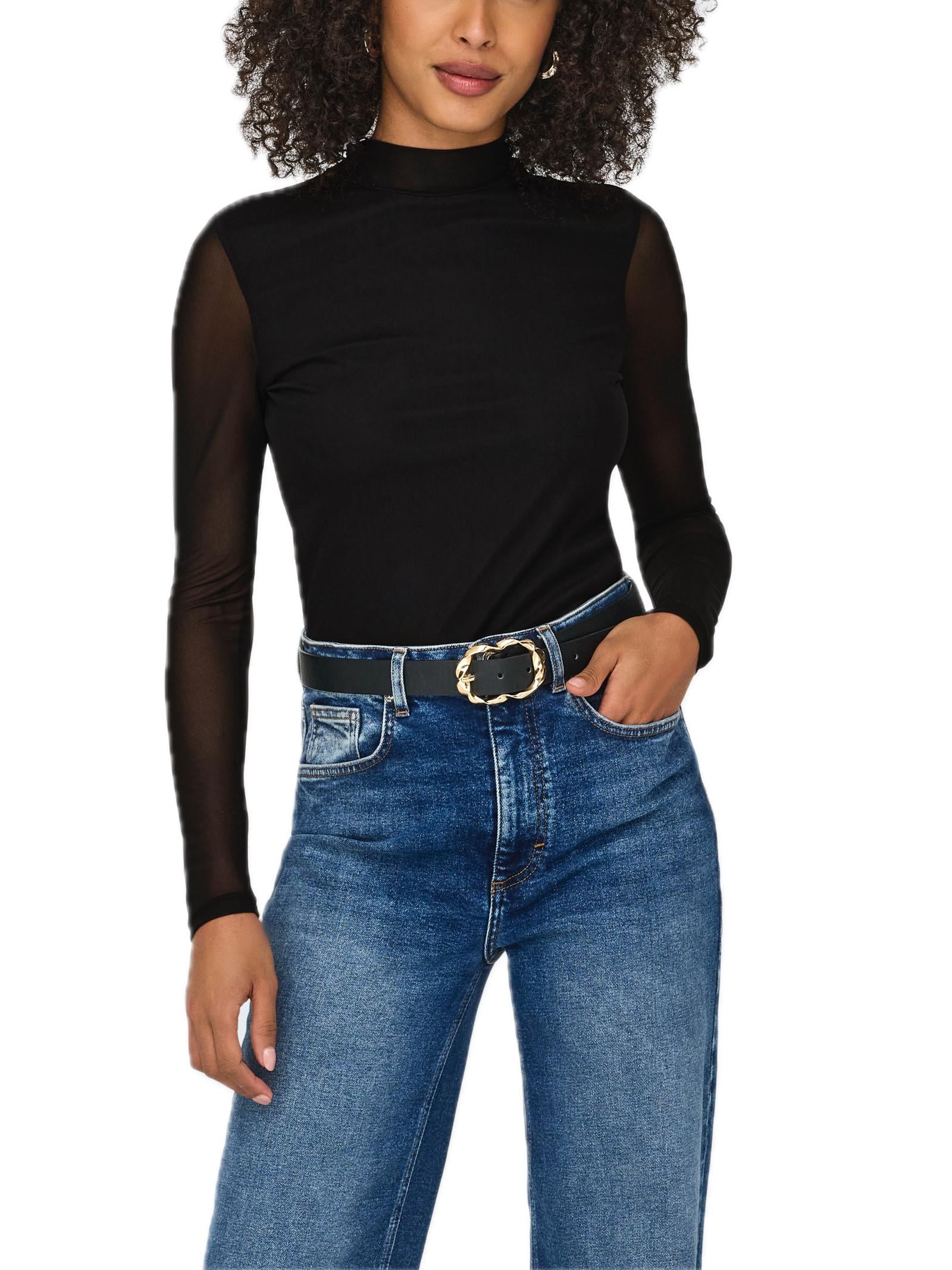 T-shirt Only Erica Nero con collo alto 15141298 /Black ONLY 