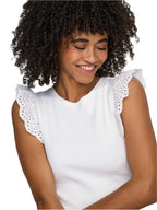 T-shirt Only Bianco Mathilda pizzo 15308890 /Cloud Dancer ONLY 