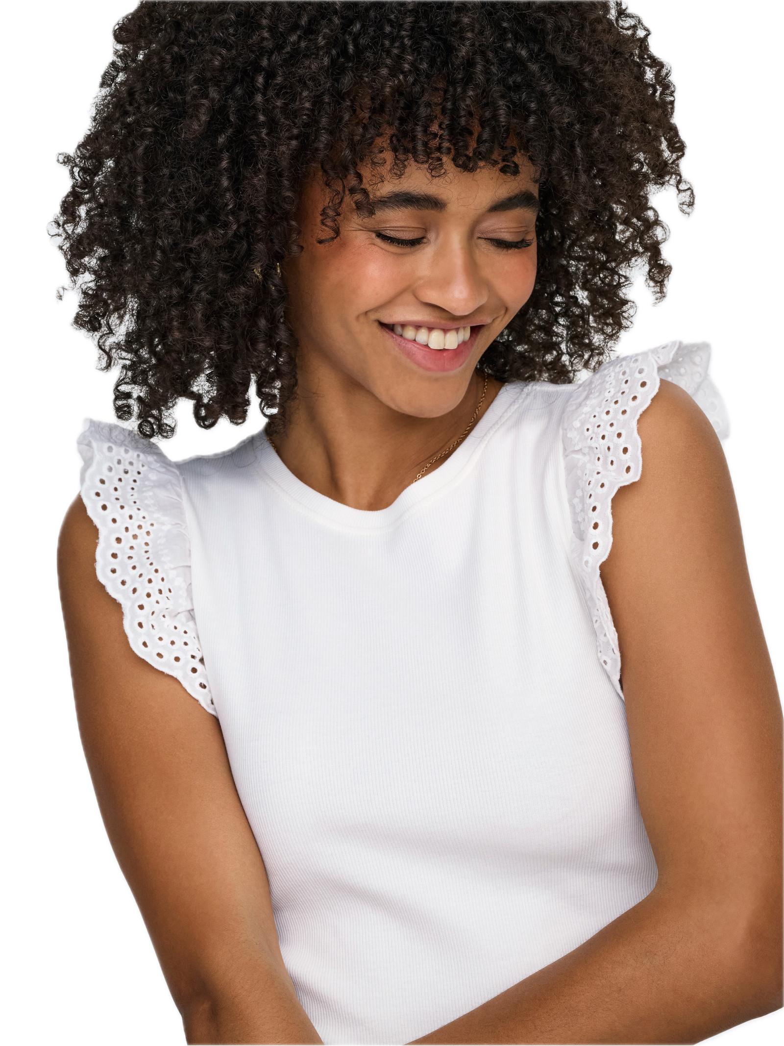 T-shirt Only Bianco Mathilda pizzo 15308890 /Cloud Dancer ONLY 