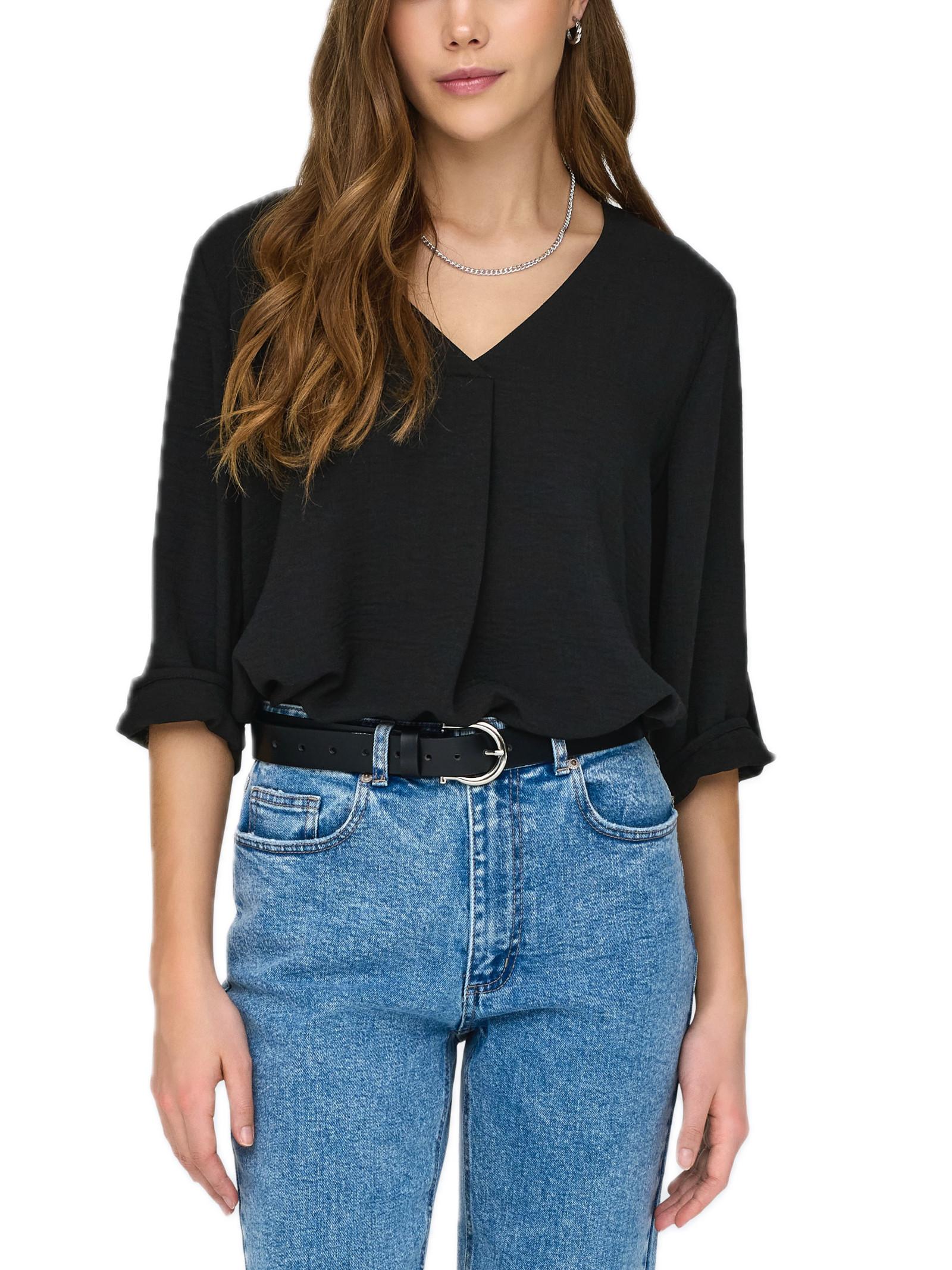 Blusa Jacqueline De Yong Bianco Diva scollo a V 15226911 /Black JDY 