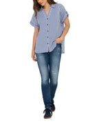 Camicia Only Blu bianco Yasmin a manica corta 15348758 /Peacoat ONLY 