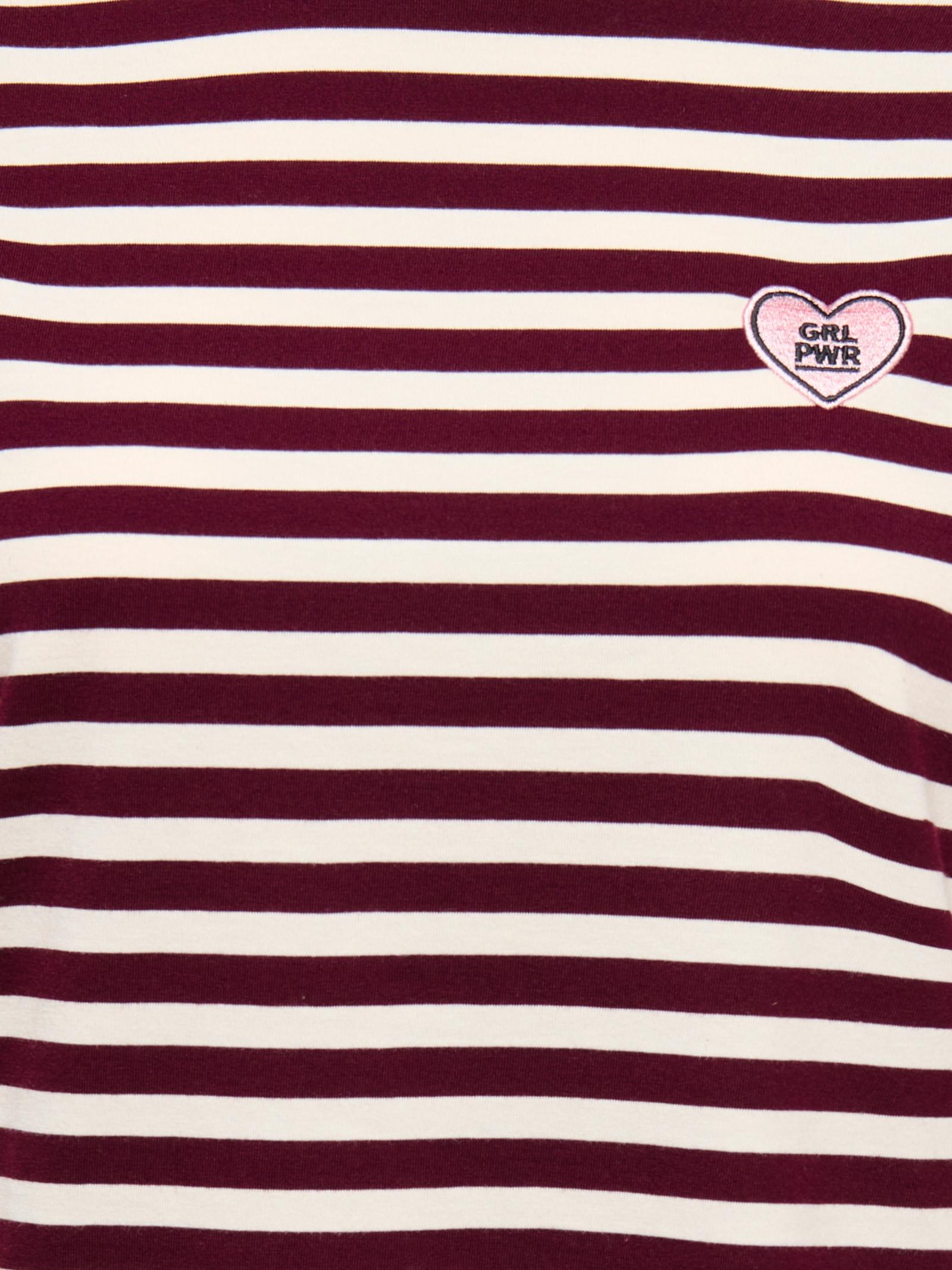 T-shirt Only Livina Bianco Bordeaux a maniche corte a righe 15359677 /Fig ONLY 