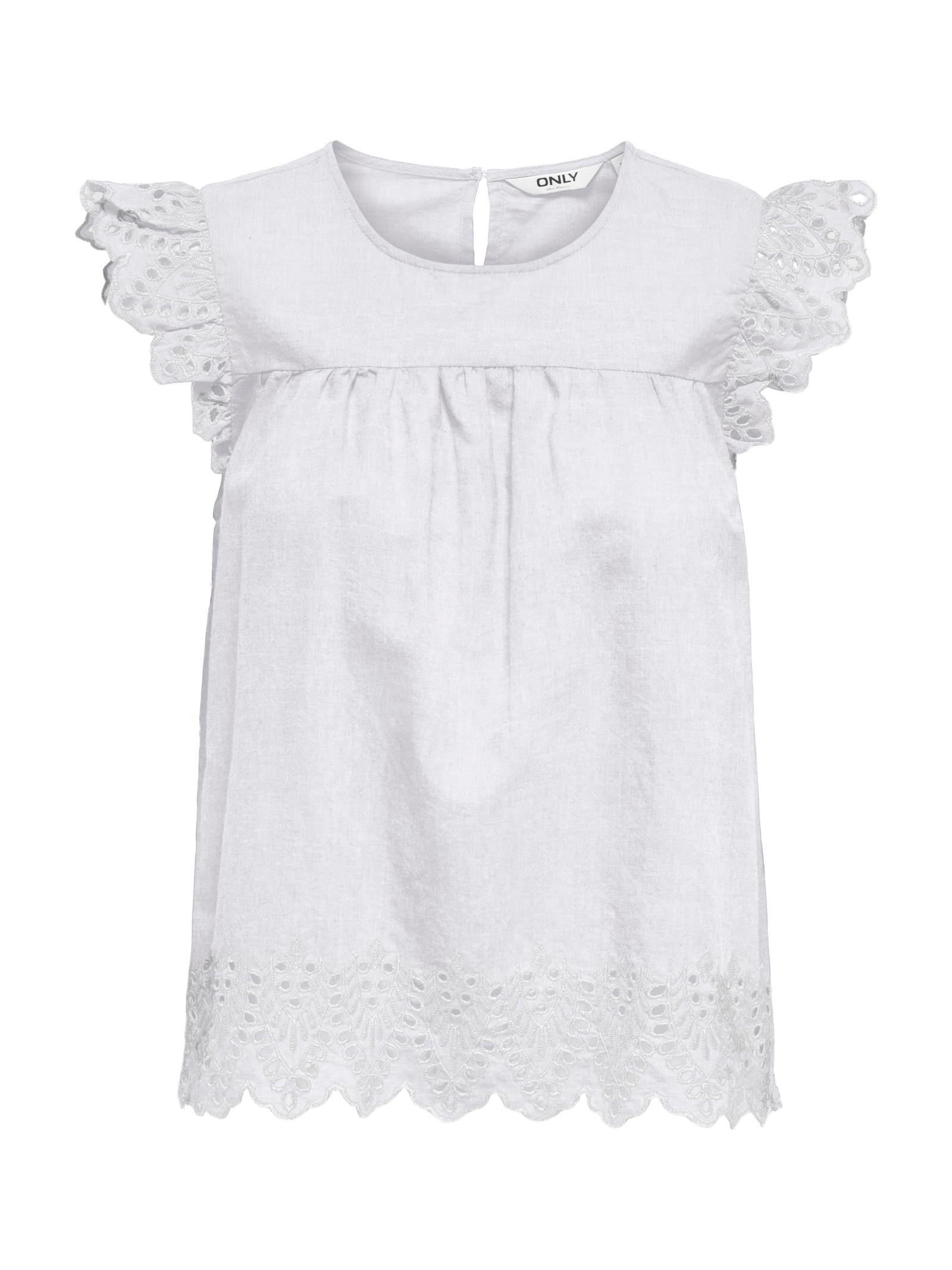 T-shirt Only Bianco Tulum sangallo 15367431 /Bright White ONLY 