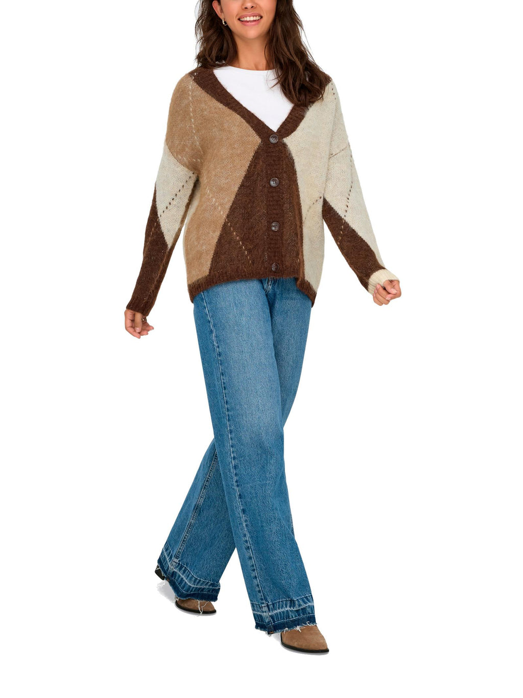 Cardigan Only Noeme Beige in maglia 15353228 /Chestnut ONLY 