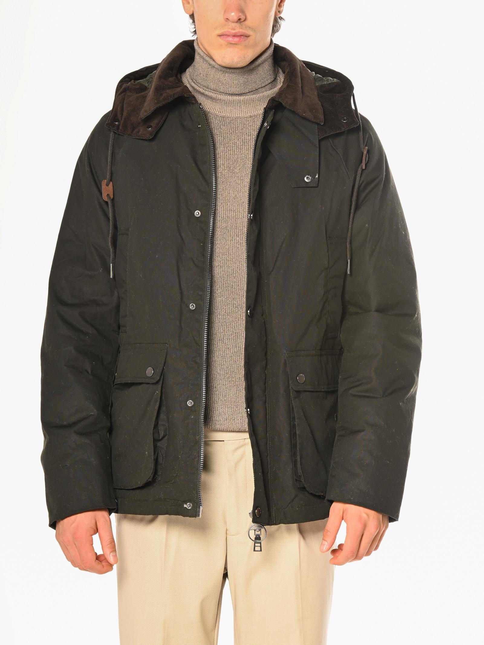 Giubbotto Seinse Verde stile barbour cappuccio GBI1075 VERDE SEINSE 