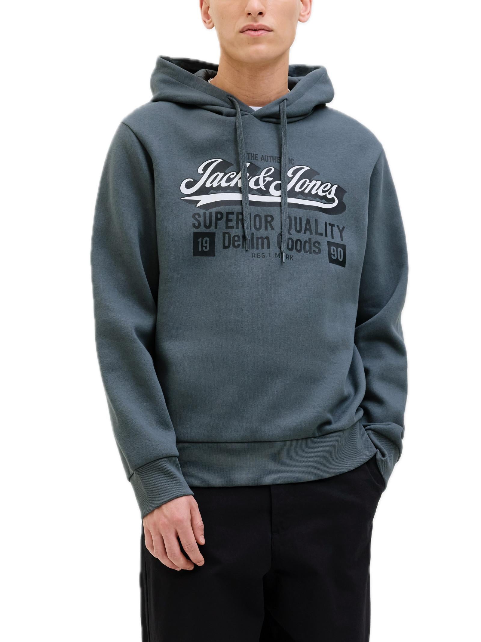 Felpa Jack & Jones Logo Petrolio con cappuccio 12279649 /Stormy Weather JACK & JONES 