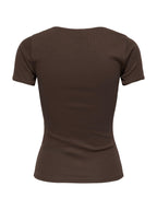 T-shirt JDY Marrone Lucky scollo a U 15370201 /Chicory Coffee JDY 