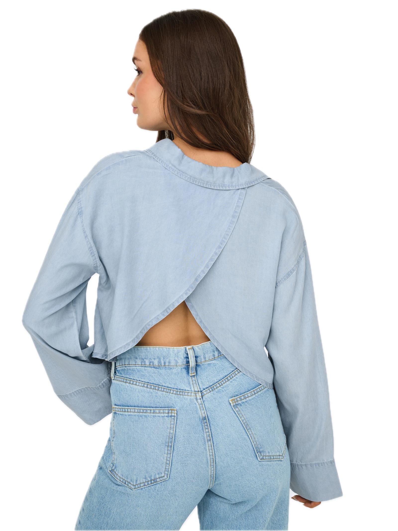 Camicia Only Light Blue Denim manica a scatola 15337929 /Light Blue Denim ONLY 