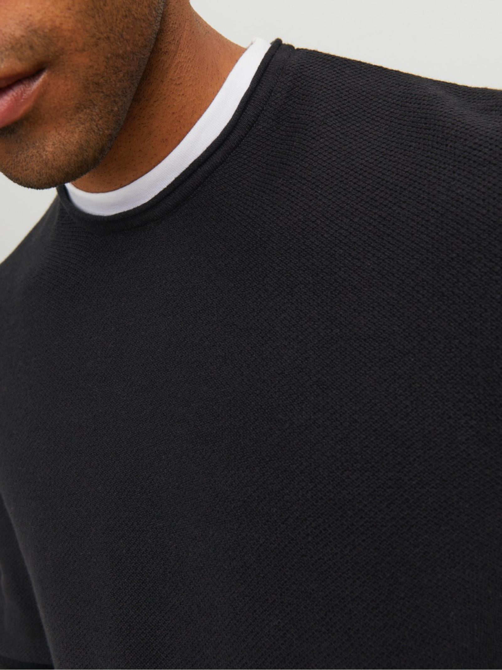 Maglia Jack & Jones Winn Nero girocollo con texture 12227443 /Black JACK & JONES 
