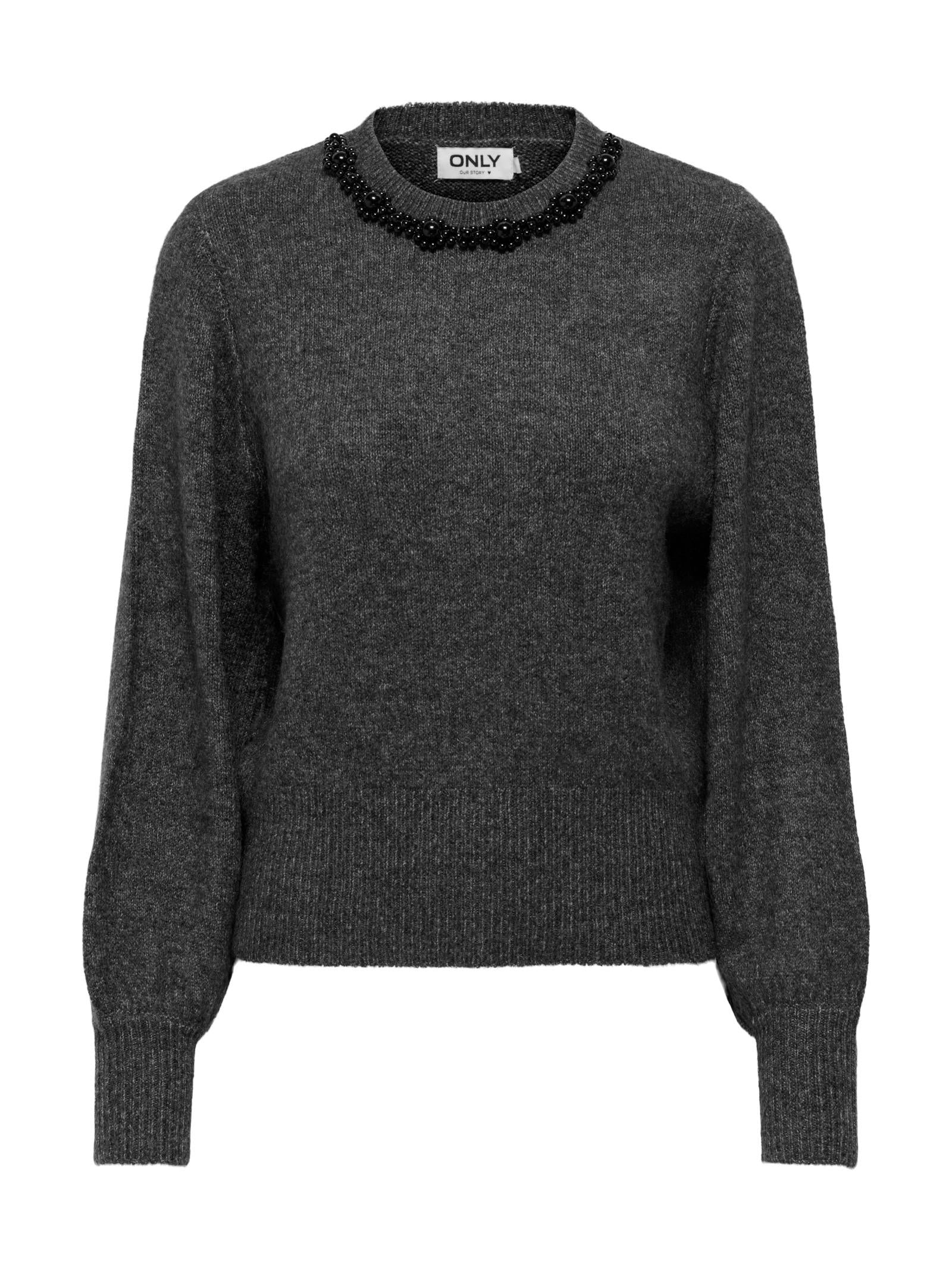 Maglia Only Elsa Grigio con strass 15210667 /Medium Grey Melange ONLY 