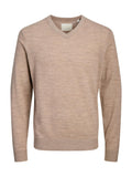 Maglia Jack & Jones Merino Nocciola scollo a V 12281747 /Greige JACK & JONES 