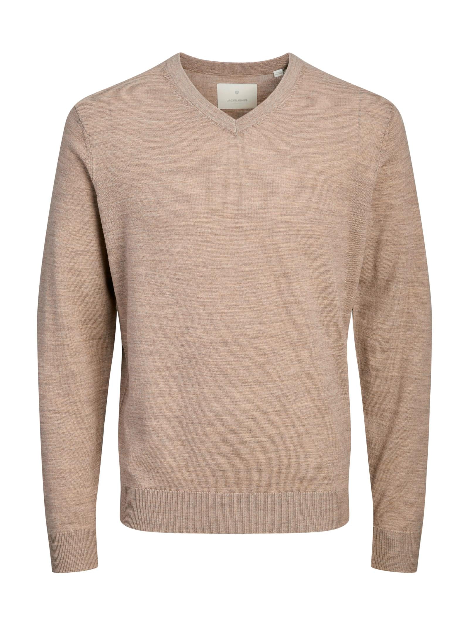 Maglia Jack & Jones Merino Nocciola scollo a V 12281747 /Greige JACK & JONES 