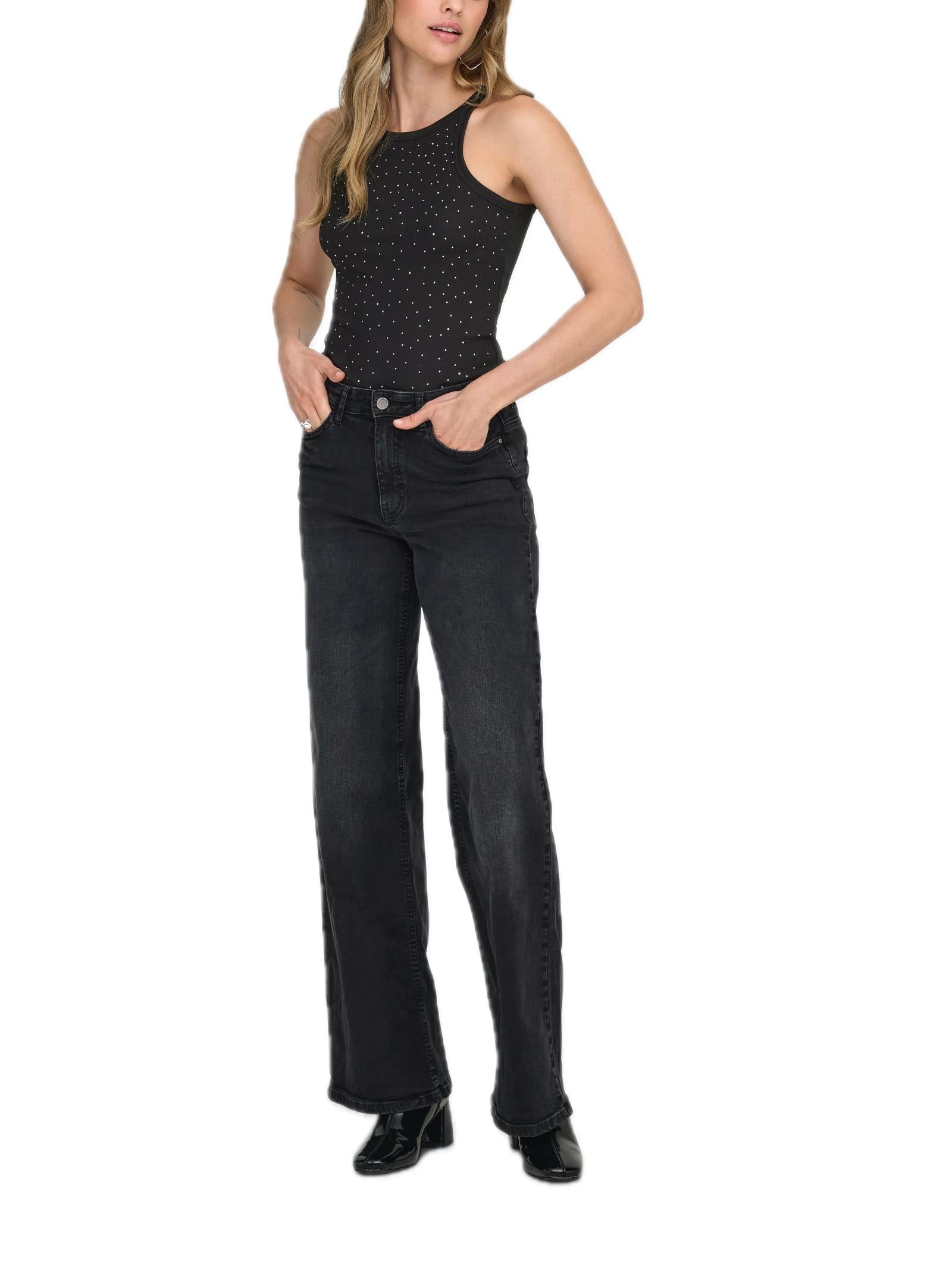 Top Only Filiz Nero strass 15368917 /Black ONLY 