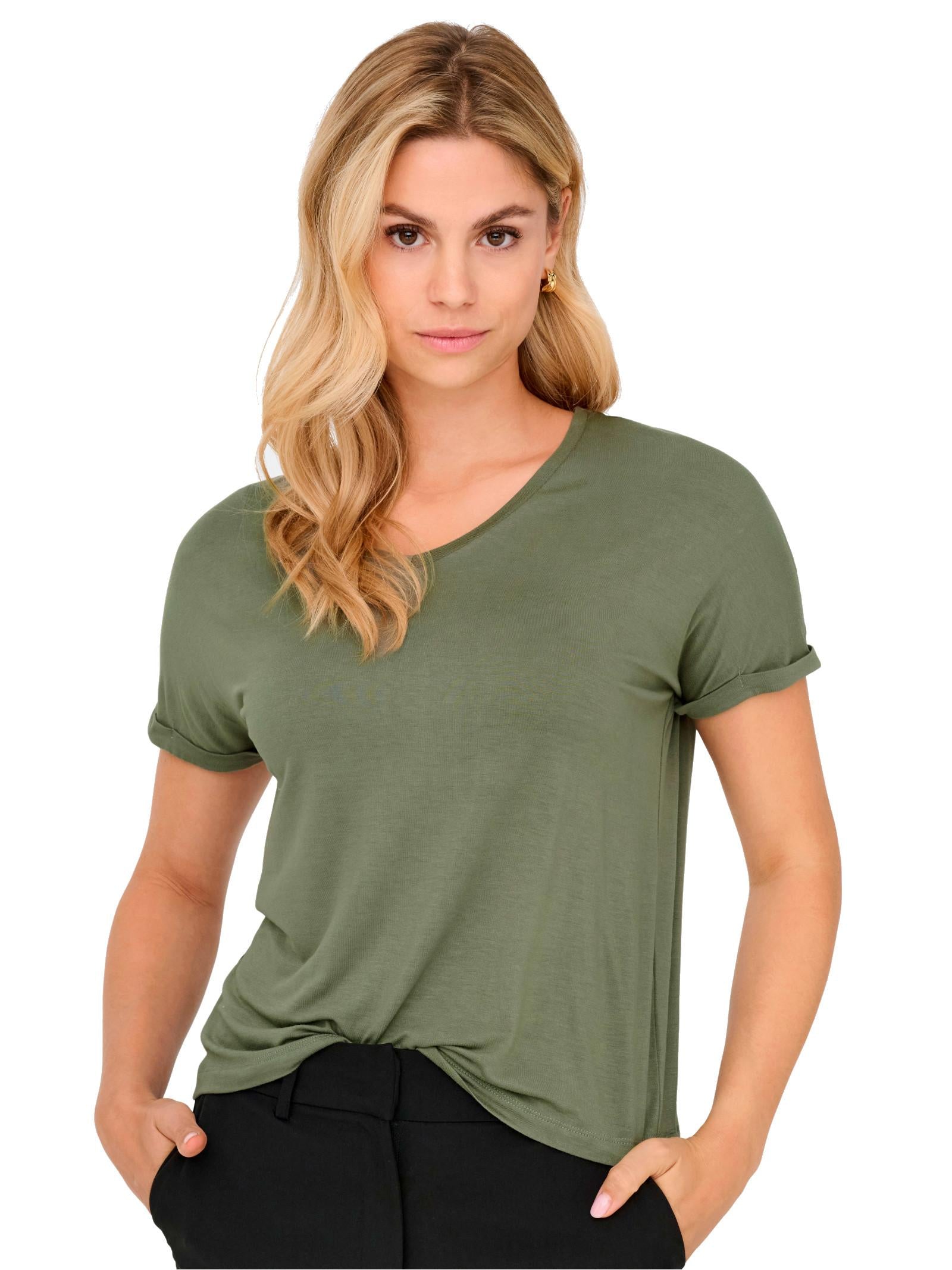 T-shirt JDY Sissy Verde con scollo a V 15364526 /Sea Spray JDY 
