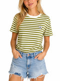 T-shirt Only Livina Verde bianco a maniche corte a righe 15359677 /Cardamom Seed ONLY 