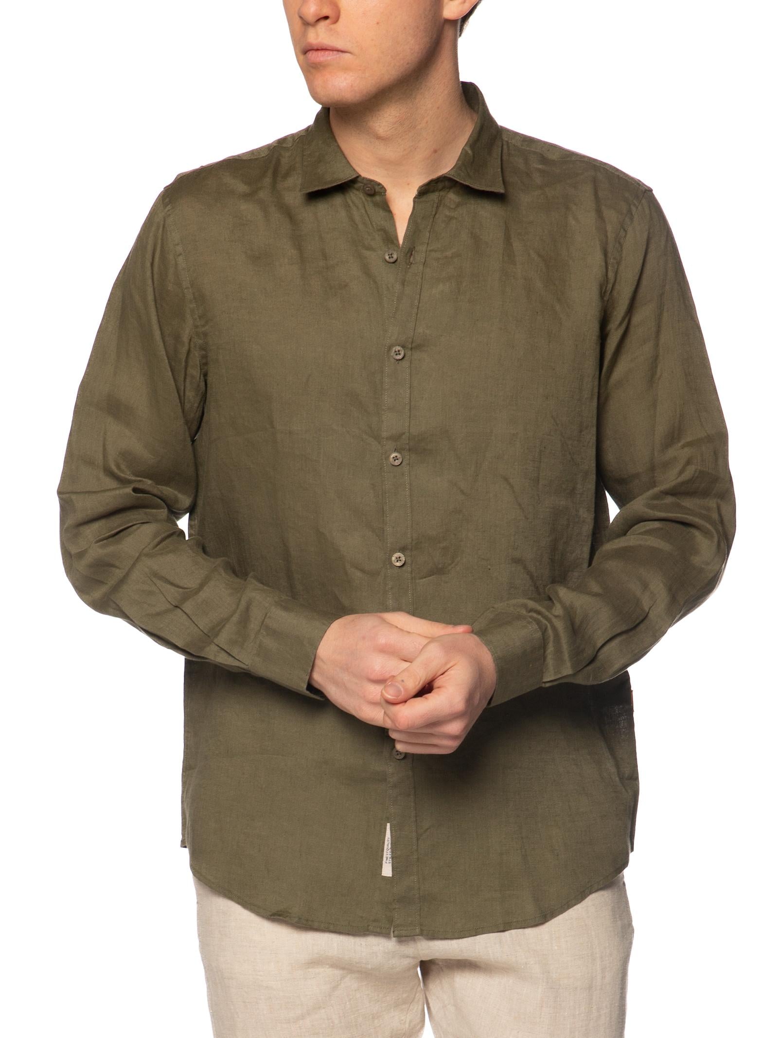 Camicia Gianni Lupo Verde Basic in lino GL7619S MILITARY GIANNI LUPO 