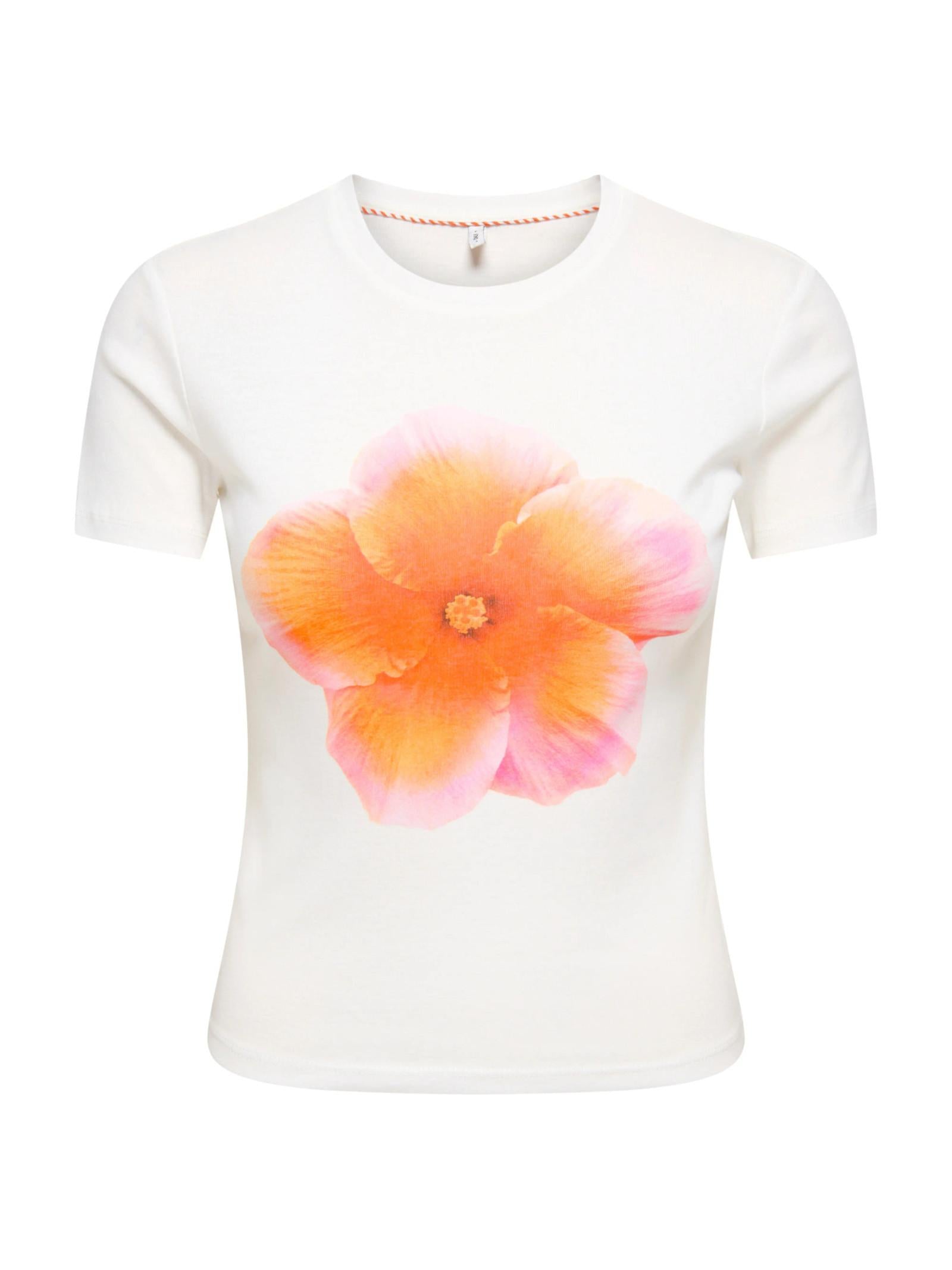 T-shirt Only Bianco arancione Princess fiore 15375782 /Orange Cloud Dancer ONLY 