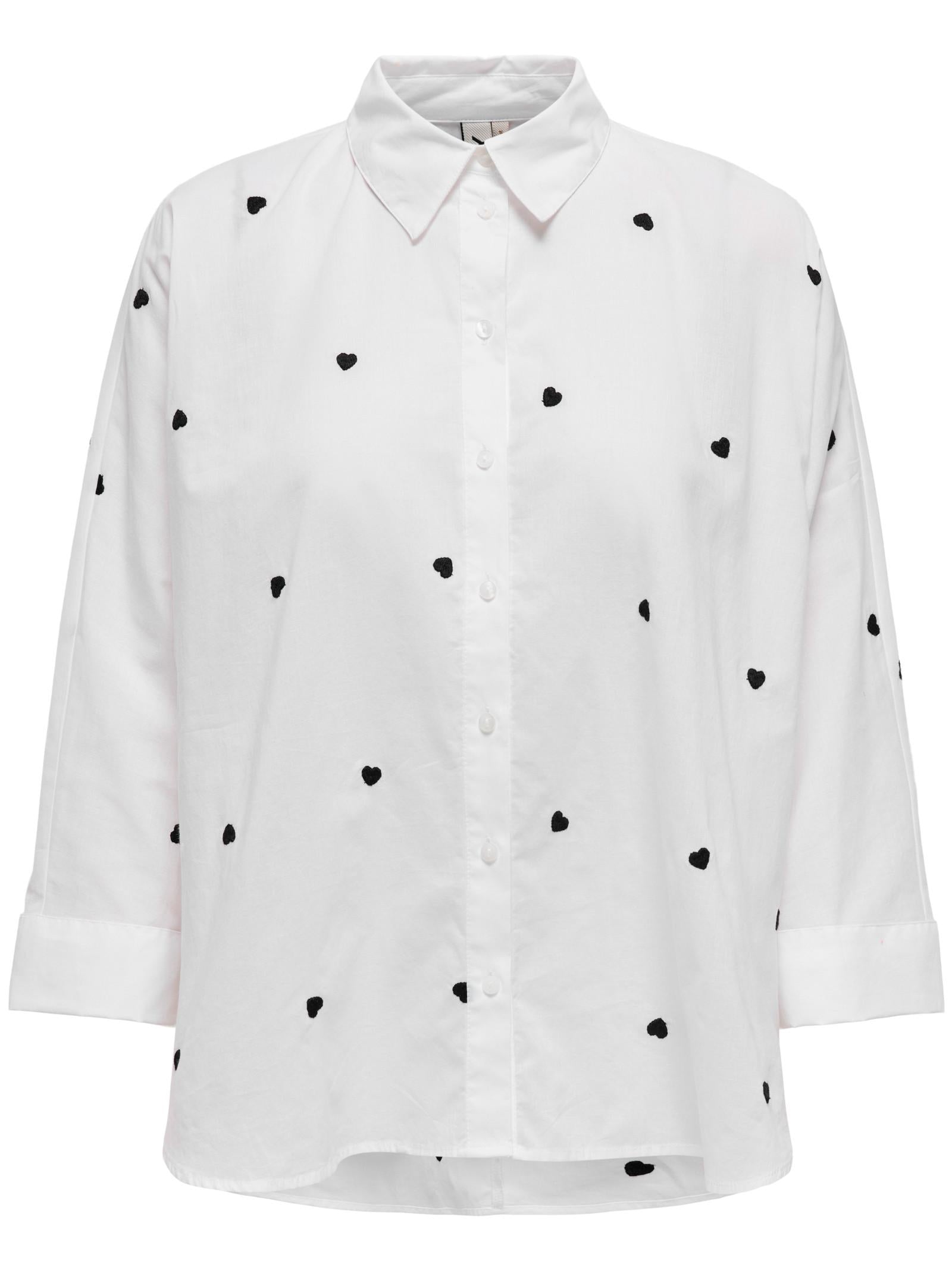 Camicia Only Bianco Nero Lina polsini ampi 15283743 /Hearts Bright White ONLY 