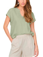 T-shirt JDY Caya Verde scollo a V 15346547 /Laurel Oak JDY 