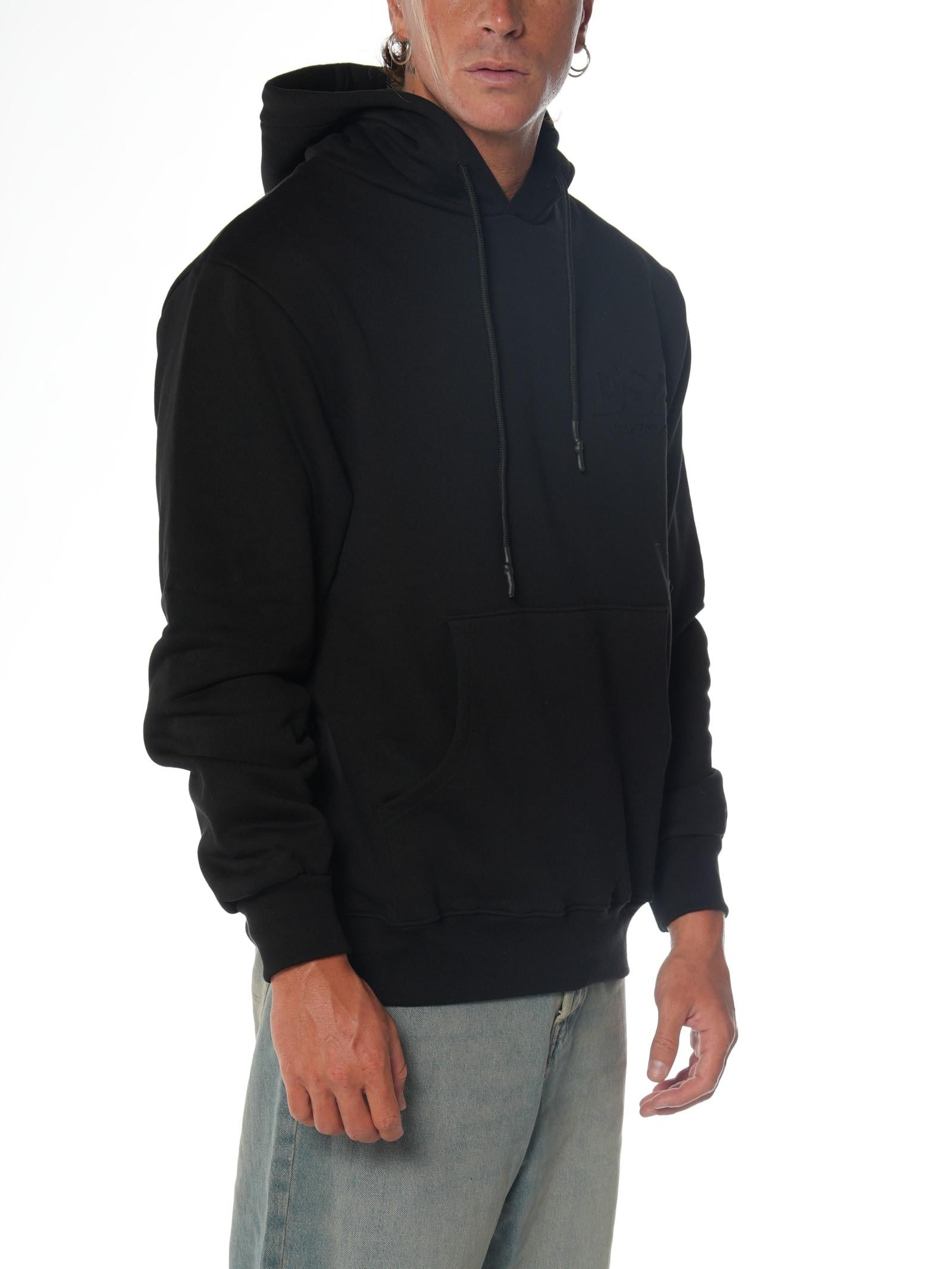 Felpa DS2 Nero cappuccio e stampa in rilievo FW25285 NERO DS2 