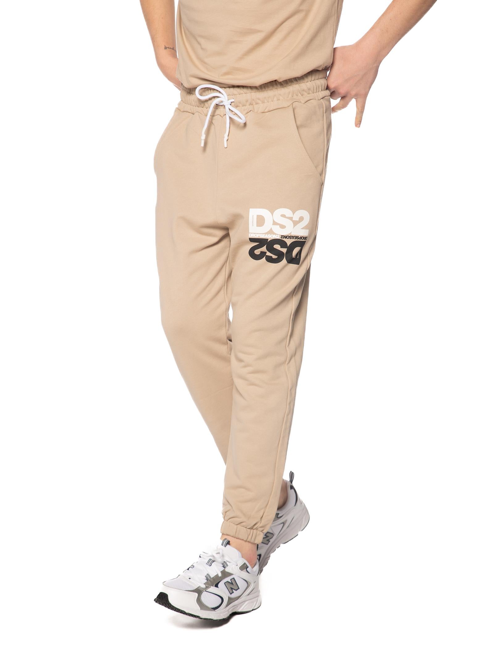 Pantalone DS2 Sabbia in felpa stampa specchio SS26254 SABBIA DS2 