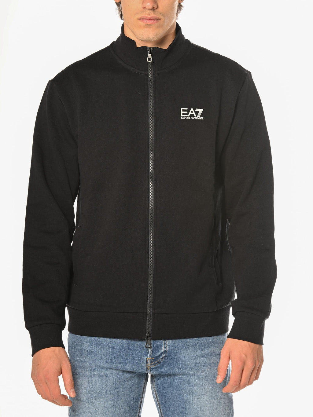 Felpa Emporio Armani Nero train core con zip 8NPM36 1200 EA7 