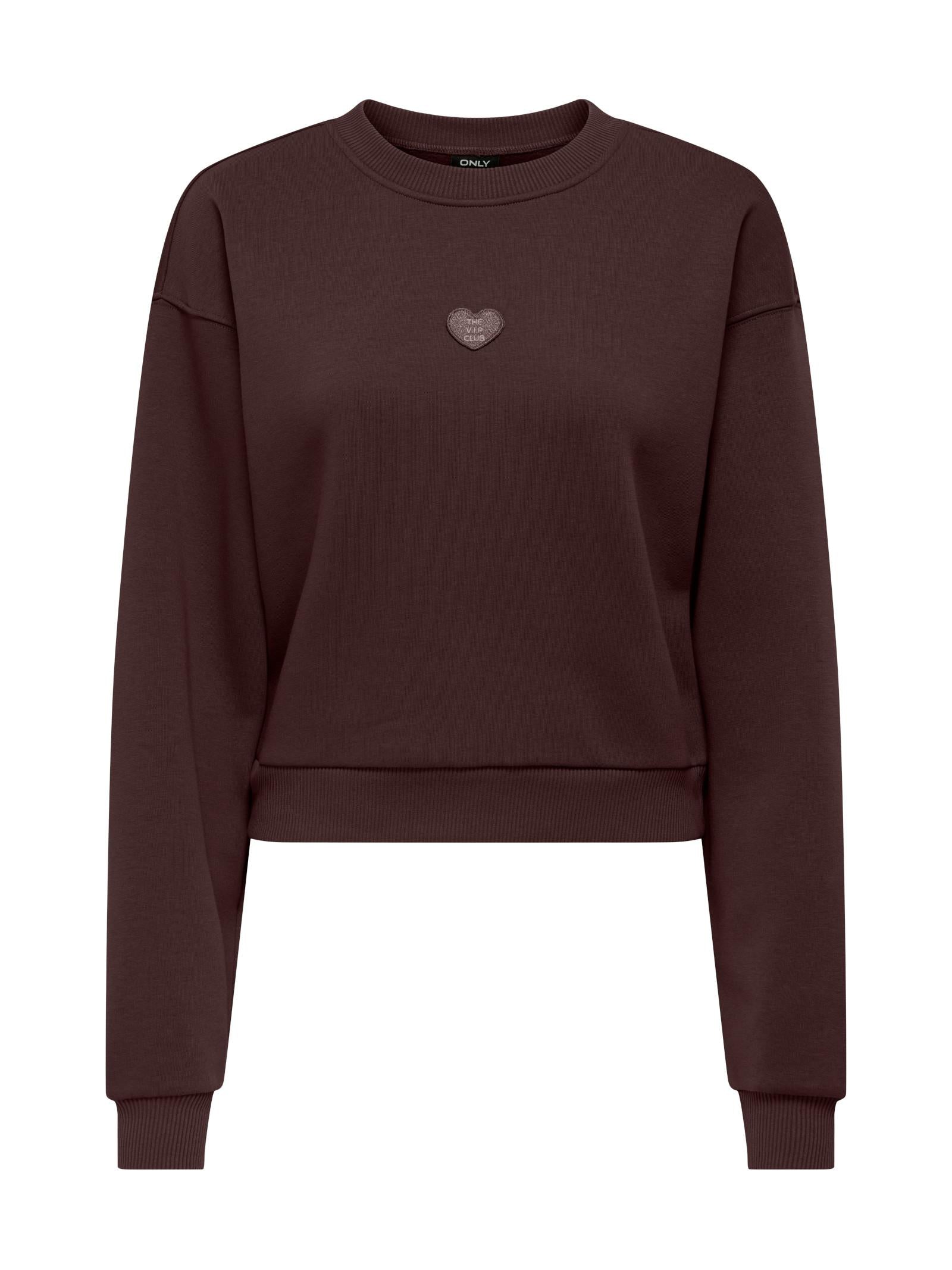 Felpa Only Evisa Marrone con ricamo 15358296 /Black Coffee ONLY 