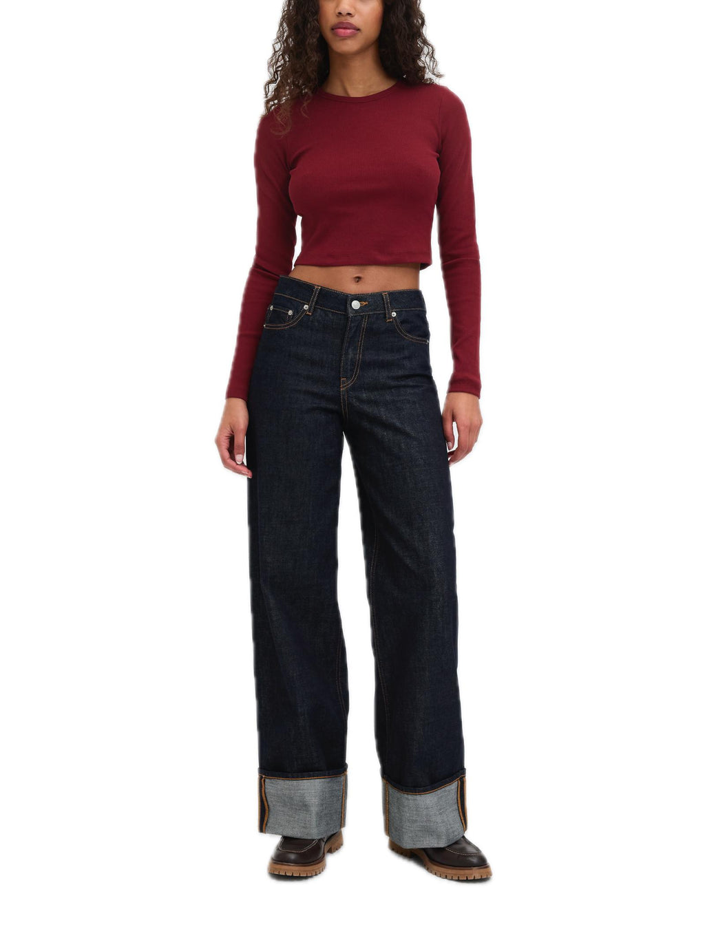 T-shirt JJXX Feline Bordeaux manica lunga