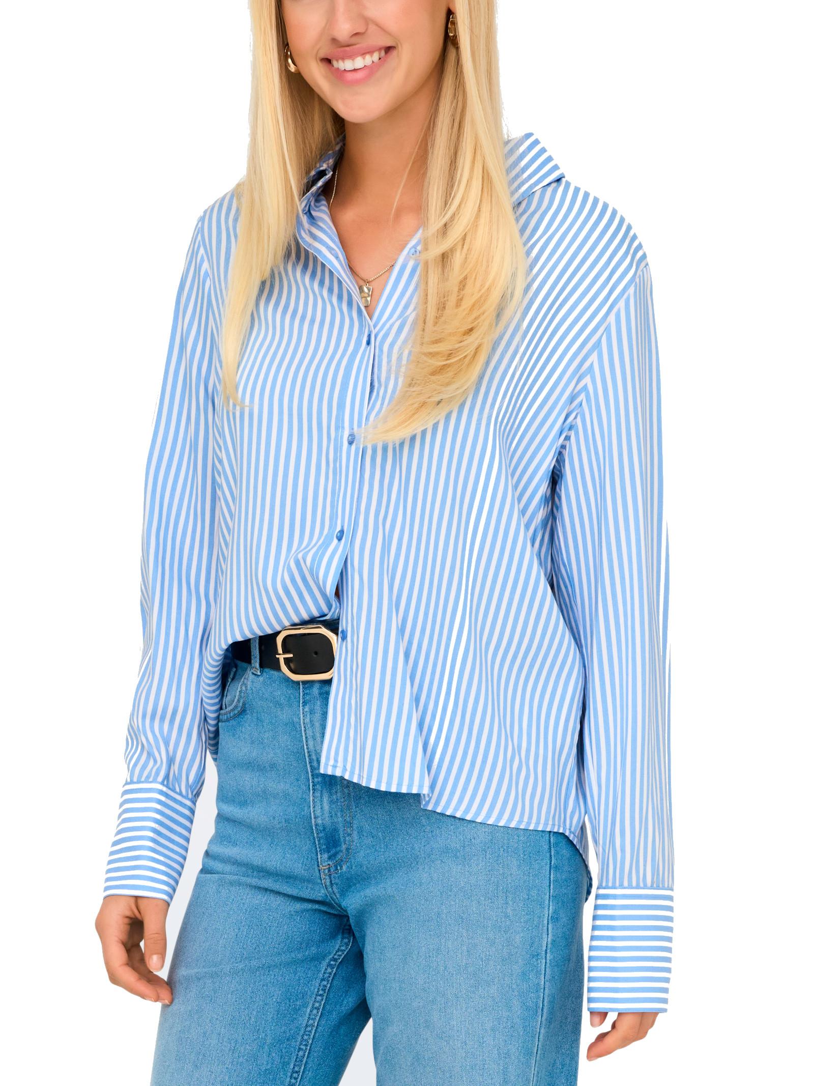 Camicia Only Celeste Berit a righe verticali 15320243 /Serenity ONLY 