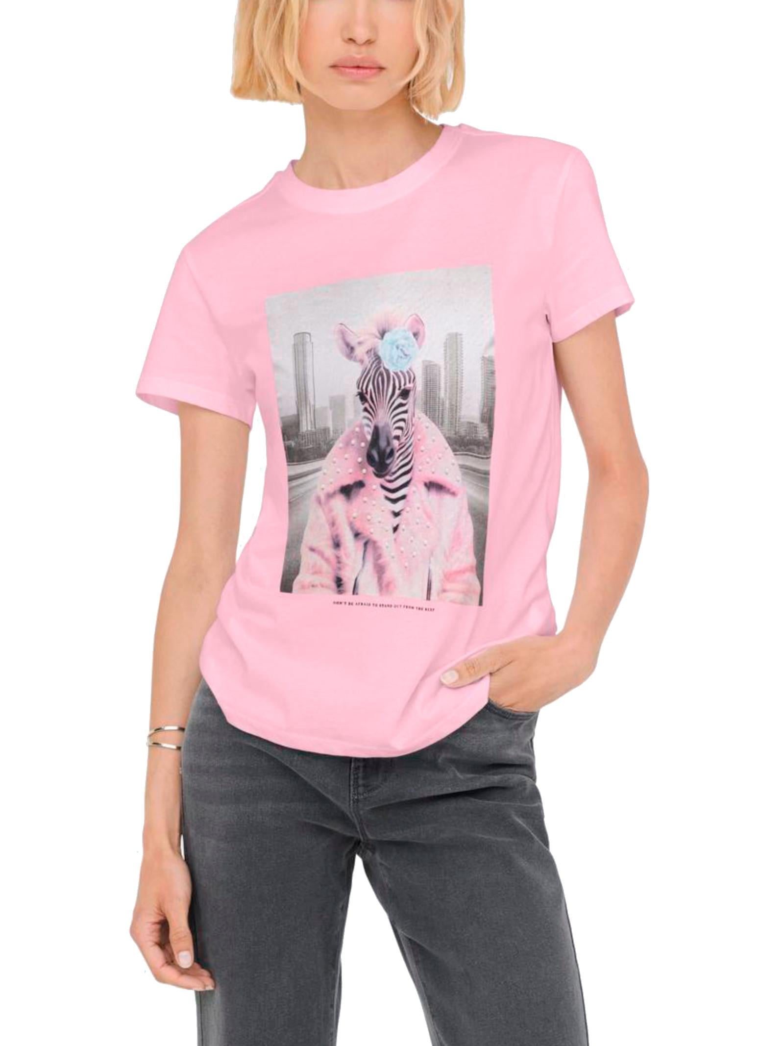 T-shirt Only Vibe Rosa con stampa 15291975 /Romance Rose ONLY 