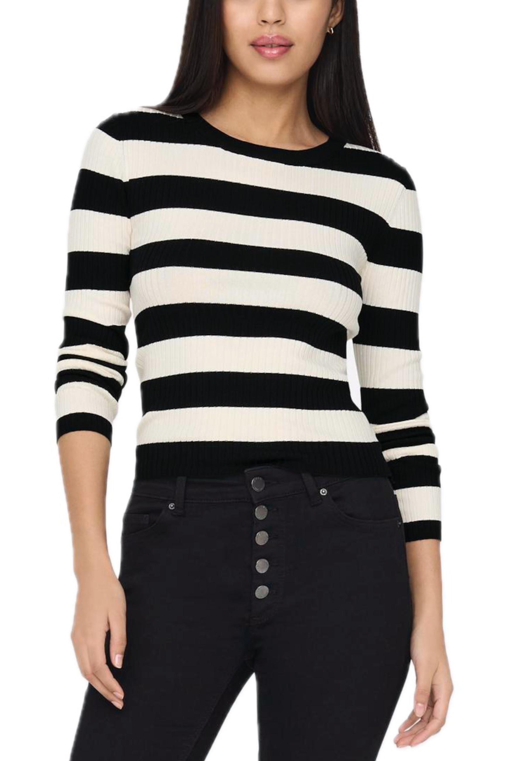 Maglia Jacqueline De Yong Plum Nero righe 15277223 /Black JDY 