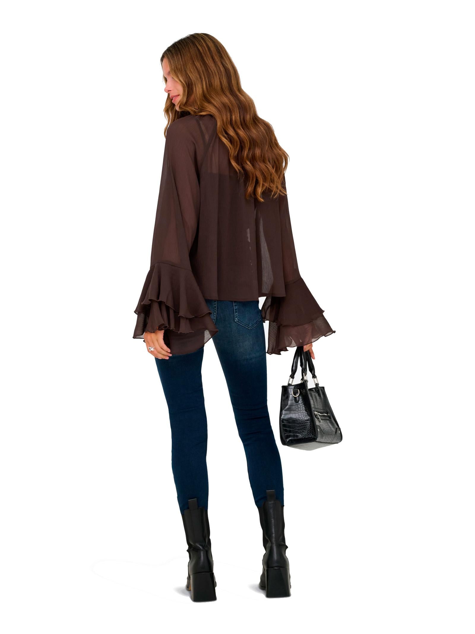 Blusa Only Ninna Marrone collo annodato 15367241 /Coffee Bean ONLY 